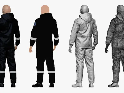 001157 engineering suit black white Low-poly 3D model