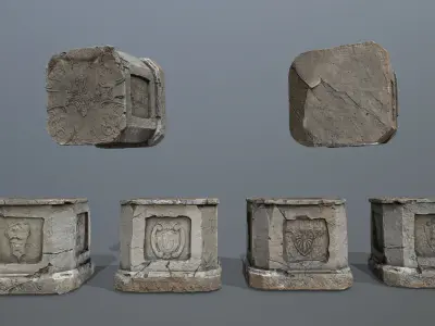 Ruin set Low-poly 3D model