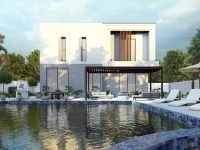 SKP and LUMION- Modern Villa with landscape  3D model