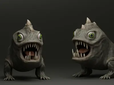 Horned Reptile Fantasy Beast Low-poly 3D model