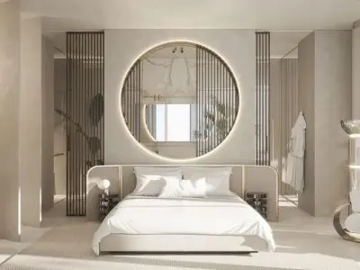  Modern luxury bedroom bed lounge chair combination 3D print model