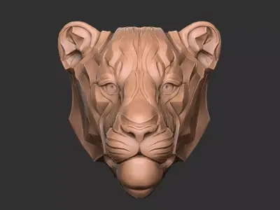 Tiger head wall decoration statue 3D print model