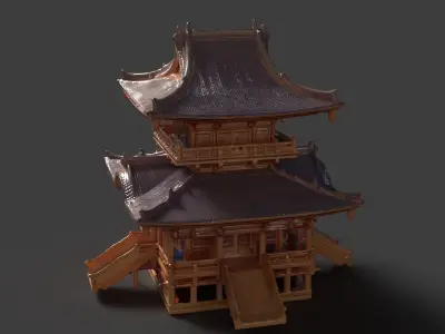 Chinese ancient temple  Low-poly 3D model
