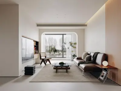 Modern living room dining room interior scenes 285 3D model