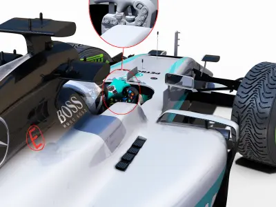 Mercedes W07 Hybrid Low-poly 3D model