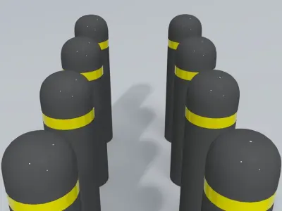 Road Traffic Bollard Low-poly 3D model