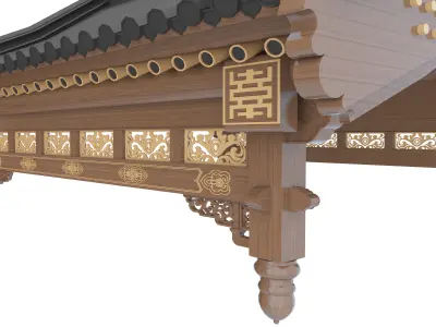 Chinese eaves Low-poly 3D model