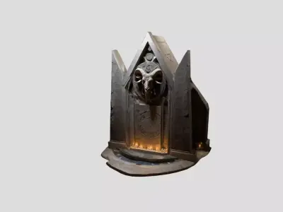 Medieval Modular Wall Altar Stone Low-poly 3D model