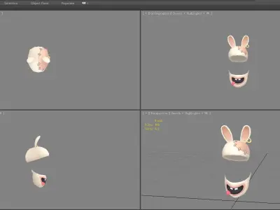 Cartoon doll rabbit mask decoration Low-poly 3D model