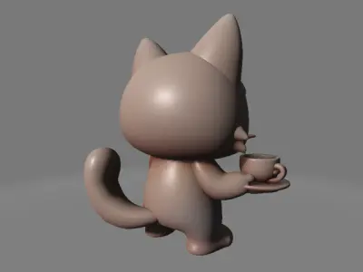 Grumpy Cat with Coffee 3D print model