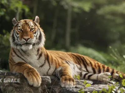 Siberian Tiger Animated  VFX Grace 3D model
