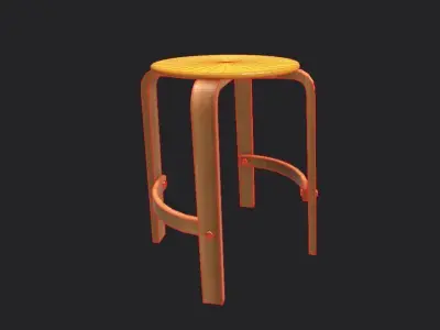 Quad Stool With Footrest Low-poly 3D model