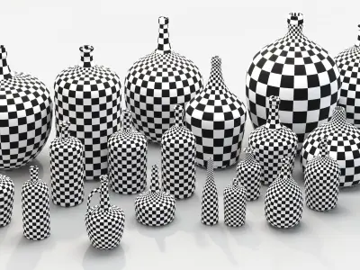 Collection of Vintage Glass Bottles 3D model