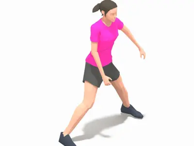 lateral jump Exercise Woman Animation Low-poly 3D model