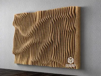 Parametric Wavy Wooden Wall Decor 15 - wood cutting machines 3D model