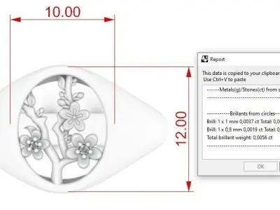 LADIES OVAL SIGNET RING WITH FLOWERS 3D print model