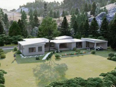 Forest villa-Casa Scene-Modern Villa 3D model