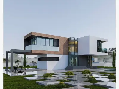 villa modern Low-poly 3D model