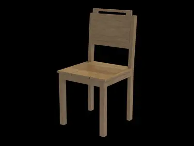 Chair wooden 03 Low-poly 3D model