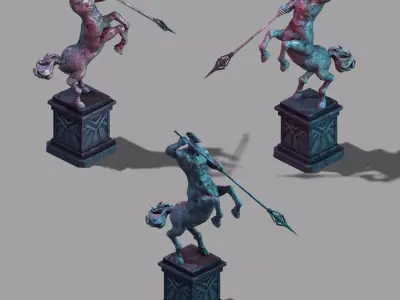 Stone Palace of underground - people horse sculpture 01 3D model