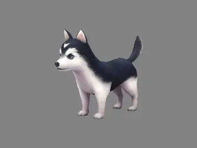 Cartoon puppy - Alaska - baby dog Low-poly 3D model