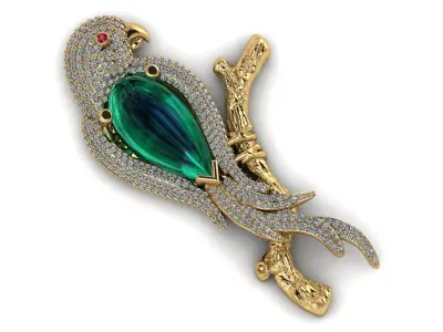 parrot perched on branch 3D print model