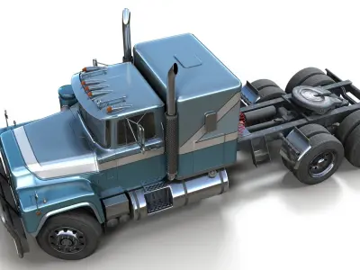 American generic semitruck Low-poly 3D model