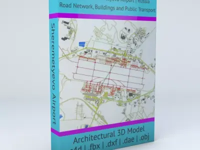 Sheremetyevo SVO Moscow Airport Roads Buildings and Public Trans 3D model