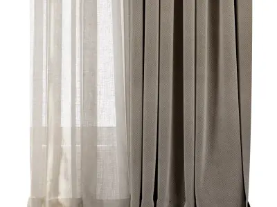 Curtains with Roman blinds 47 Low-poly 3D model