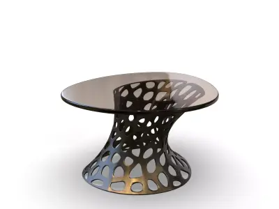 Metal and Glass Coffee table Voronoi Free 3D model