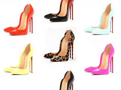 Christian Louboutin Hot Chick 130mm High Heels Collection 3D Model Pack