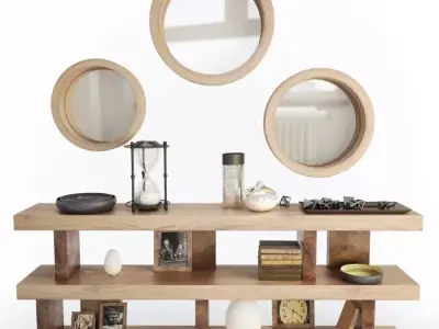 Wooden Decorative Shelf 3D model