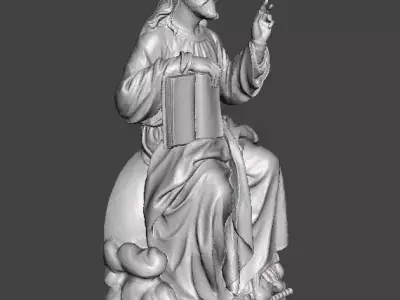 JESUS CHRIST SITTING WITH HOLY BIBLE RELIGIOUS STATUE ART 3D print model