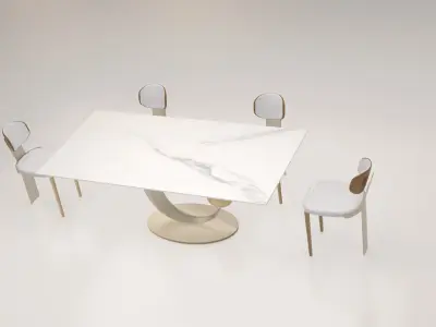 Luxury Marble Dining Table Set Low-poly 3D model
