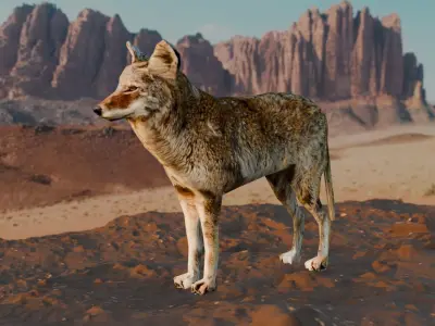 Coyote low poly Low-poly 3D model