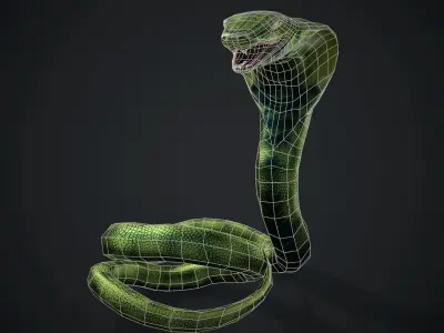 Green Snake Low-poly 3D model
