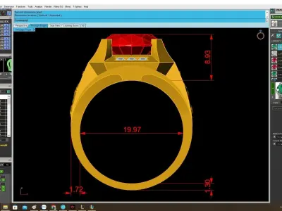 Luxury Oval Ruby Signet Ring with Geometric Details for M  4106 3D print model