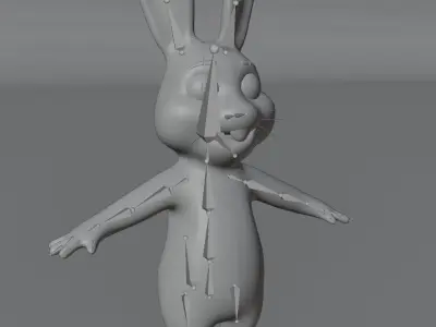 Cartoon Rabbit Rigged Base Mesh 3D Model Low-poly 3D model