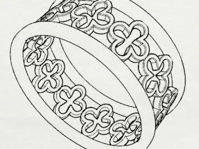 Patterned Ring 3D model Texture 3D print model get