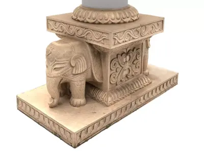 Elephants Stone Statue Low-poly 3D model