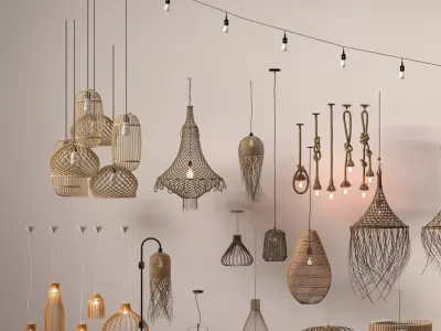 Wabi - sabi Boho pendant light collection 3D model