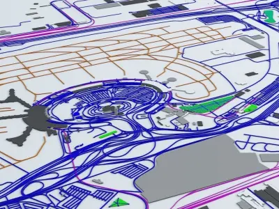 Newark Liberty EWR Airport Roads Buildings and Public Transport 3D model