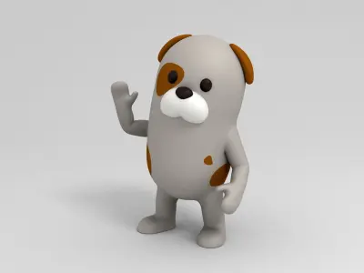 Rigged Cartoon Dog 3D model