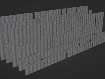 Wall panels set stained lining set 3D model