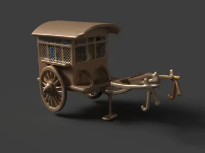 Chinese ancient carriage figure  Low-poly 3D model by aceimagedesign-1