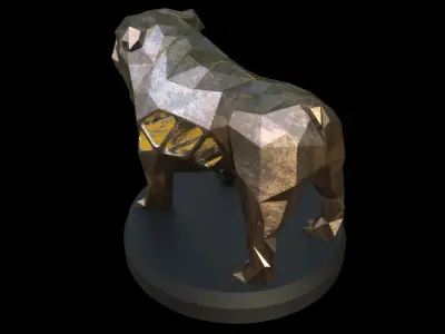 Steampunk Old Bulldog Low-poly 3D model