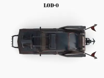 Post Apocalyptic Plymouth Low-poly War Car Game Asset Low-poly 3D model