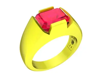 A7484 Emerald Diamond Men Ring 3D Model 3D print model