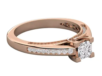 Round Diamond Floral Halo Engagement Ring CAD Design Luxury 3D print model