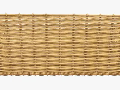 Wicker basket rectangular 02 medium brown 3D model